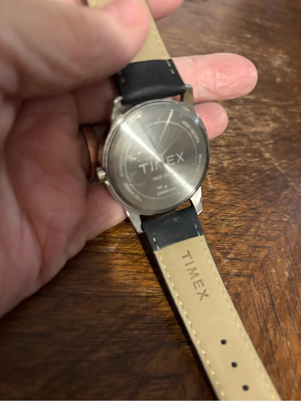 Timex reader Men’s Black Dial Silver Case Leather Strap Watch